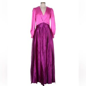Elegant Sachin & Babi Colorblock Evening Gown Pink & Magenta Maxi pockets Dress